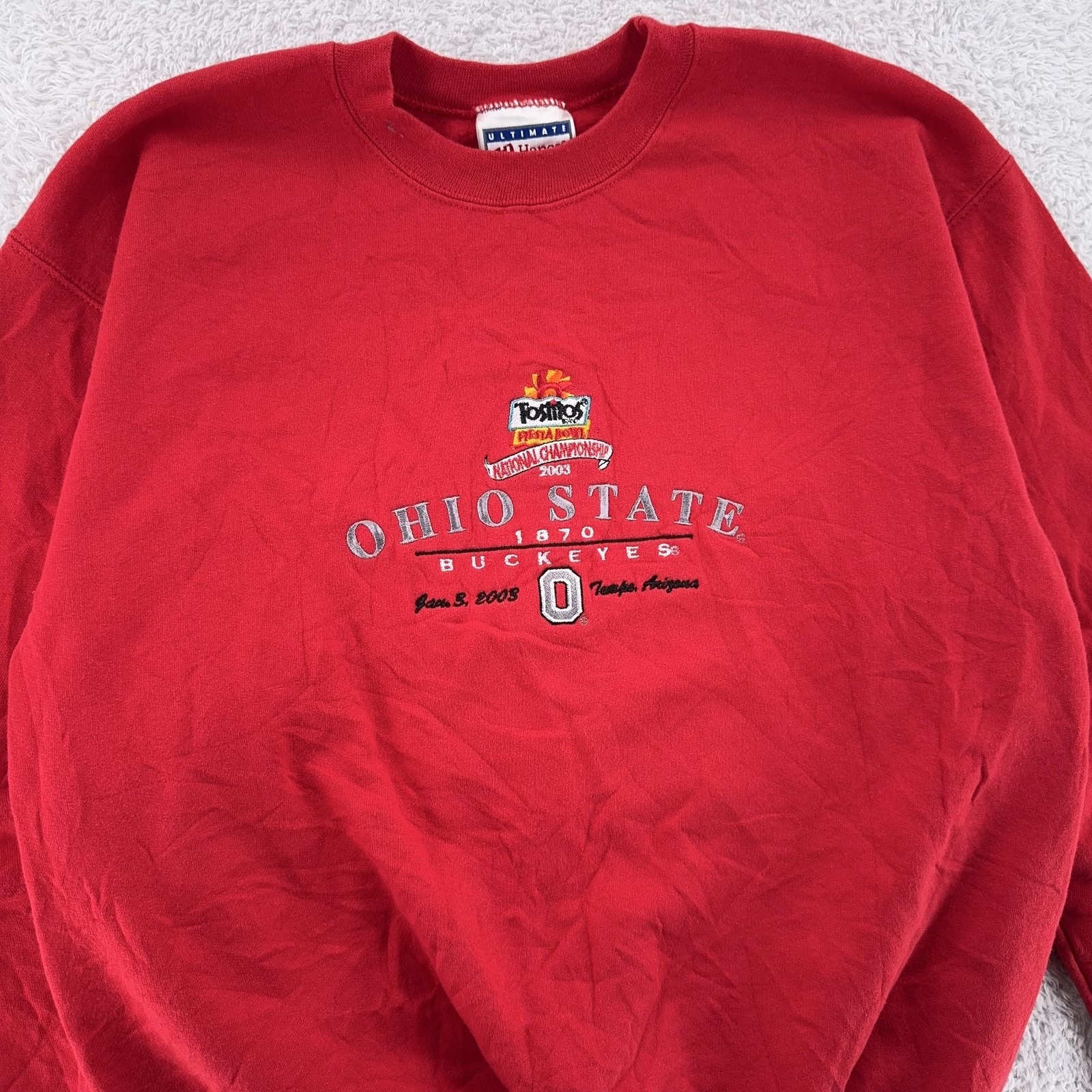 Vtg Ohio State Buckeyes Sweatshirt Boxy Medium Ncaa Football 2003 Fiesta Bowl